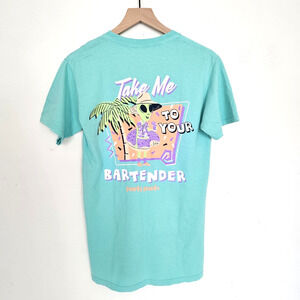 Party Pants Unisex SIZE S Bartender Cotton Tee Shirt Short Sleeve Sea Green